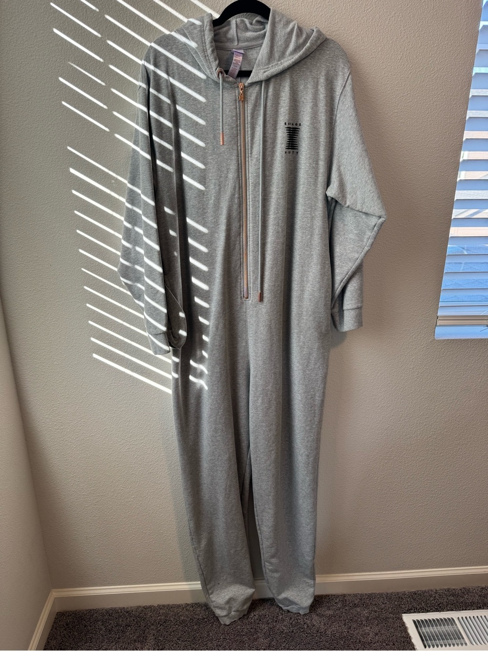 Savage X Fenty Light Gray Hooded Pajama Jumpsuit